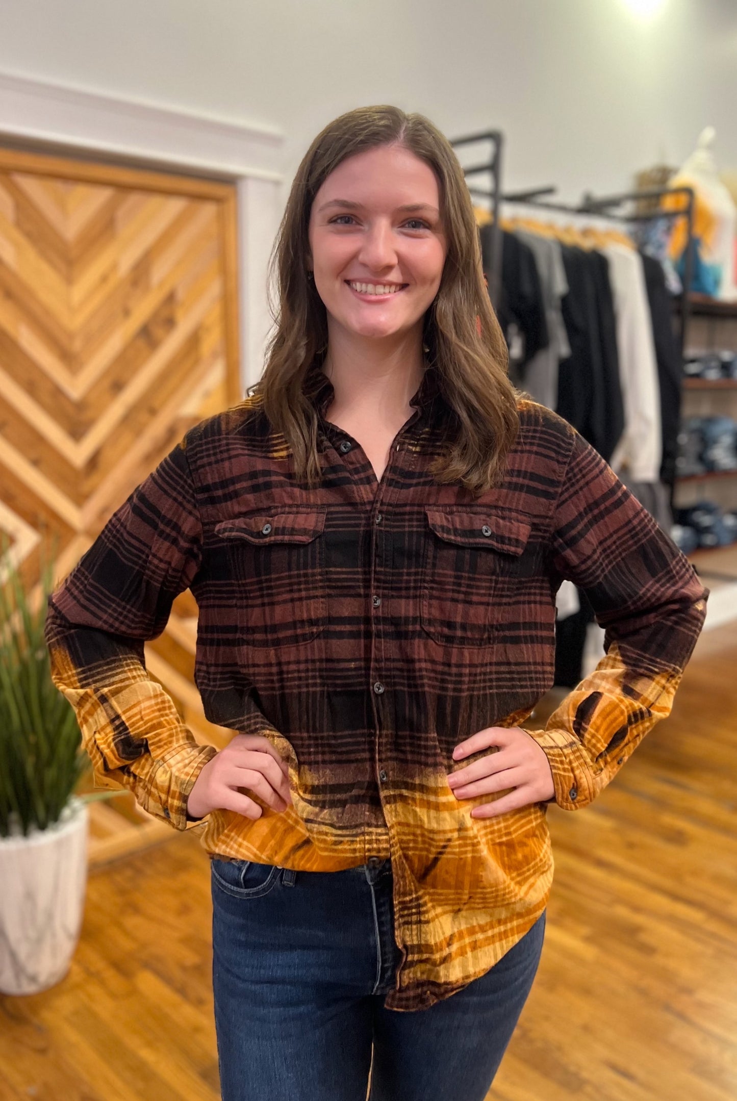 Elly Bleached Plaid Top